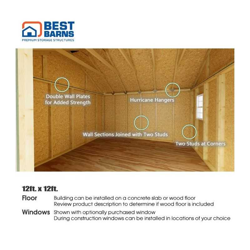 Best Barns Backyard Basecamp 12x12 Pre-Cut Shed Kit - Dual Entry (BBASSG12)