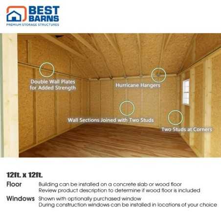 Best Barns Backyard Basecamp 12x12 Pre-Cut Shed Kit - Dual Entry (BBASSG12)