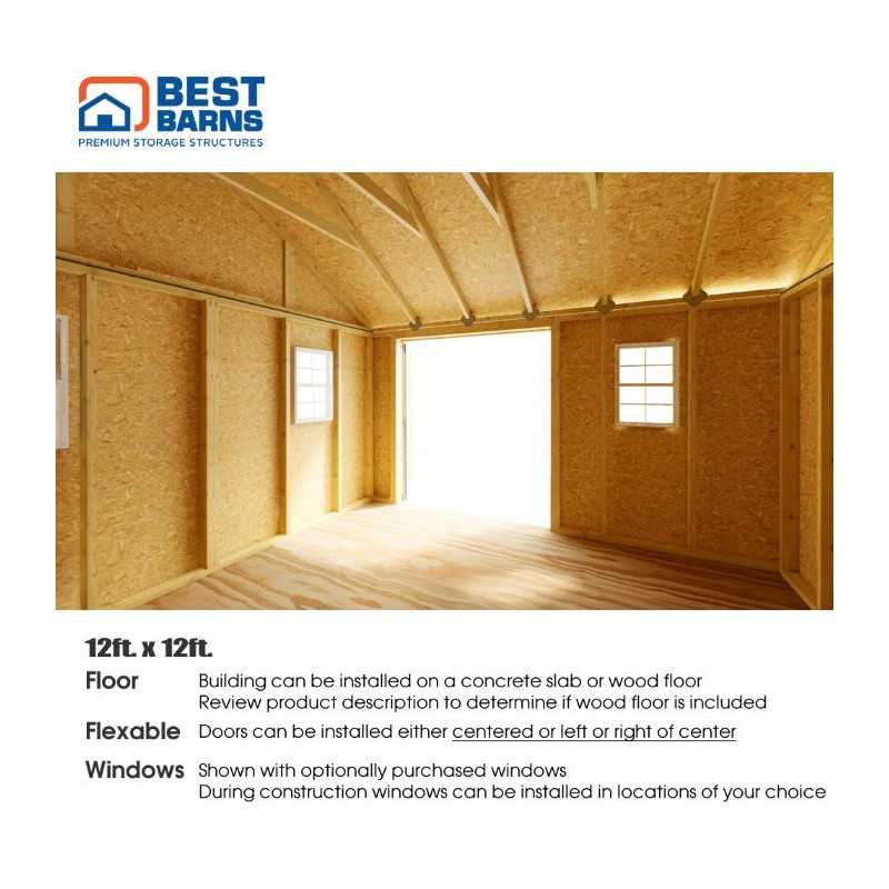 Best Barns Backyard Basecamp 12x12 Pre-Cut Shed Kit - Dual Entry (BBASSG12)