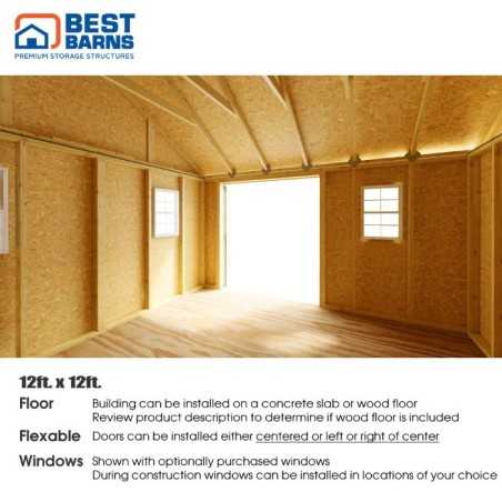 Best Barns Backyard Basecamp 12x12 Pre-Cut Shed Kit - Dual Entry (BBASSG12)