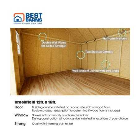 Best Barns Crafter's Connection 12x16 Standard Pre-Cut Storage Sheds - Door on Eave (CCONDE16C)