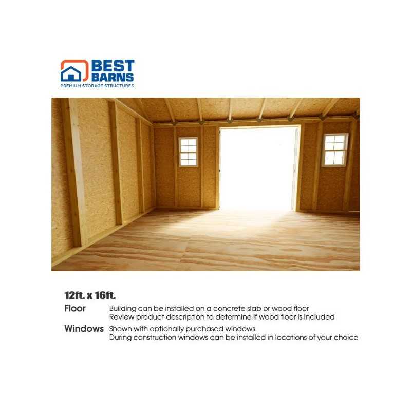 Best Barns Crafter's Connection 12x16 Standard Pre-Cut Storage Sheds - Door on Eave (CCONDE16C)