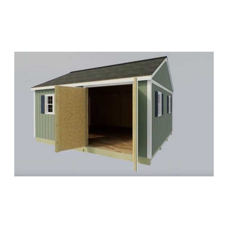 Best Barns Crafter’s Connection 12x16 Pre-Cut Wood Shed- Door on Eave Offset (CCONDE16O)