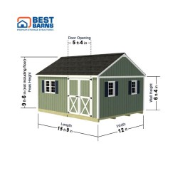 Best Barns Crafter’s Connection 12x16 Pre-Cut Wood Shed- Door on Eave Offset (CCONDE16O)