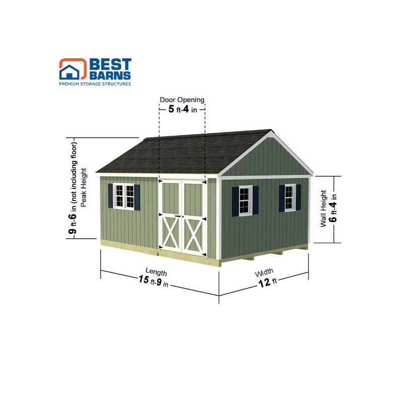Best Barns Crafter’s Connection 12x16 Pre-Cut Wood Shed- Door on Eave Offset (CCONDE16O)