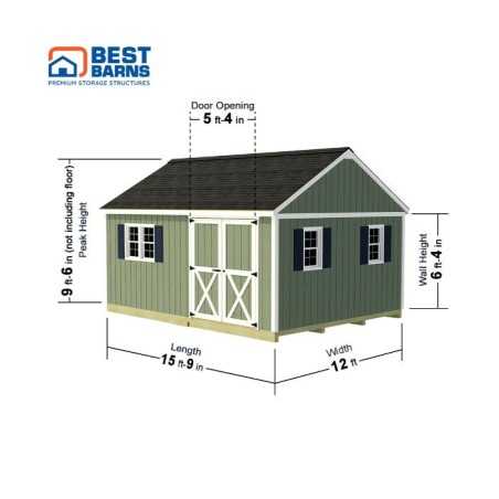 Best Barns Crafter’s Connection 12x16 Pre-Cut Wood Shed- Door on Eave Offset (CCONDE16O)