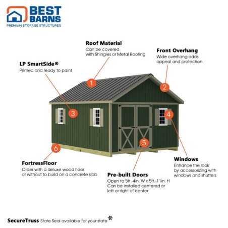 Best Barns Crafter's Connection 12x16 Pre-Cut Shed- Offset Gable Door (CCONDG16O)