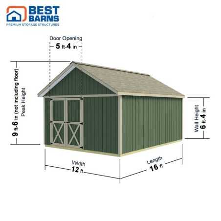 Best Barns Crafter's Connection 12x16 Pre-Cut Shed- Offset Gable Door (CCONDG16O)