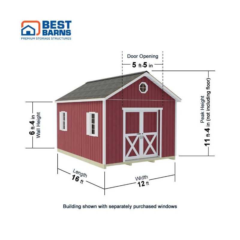 Best Barns Crafter's Connection 12x16 Pre-Cut Shed Kit - Sliding Doors (CCONSD16)