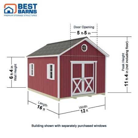 Best Barns Crafter's Connection 12x16 Pre-Cut Shed Kit - Sliding Doors (CCONSD16)