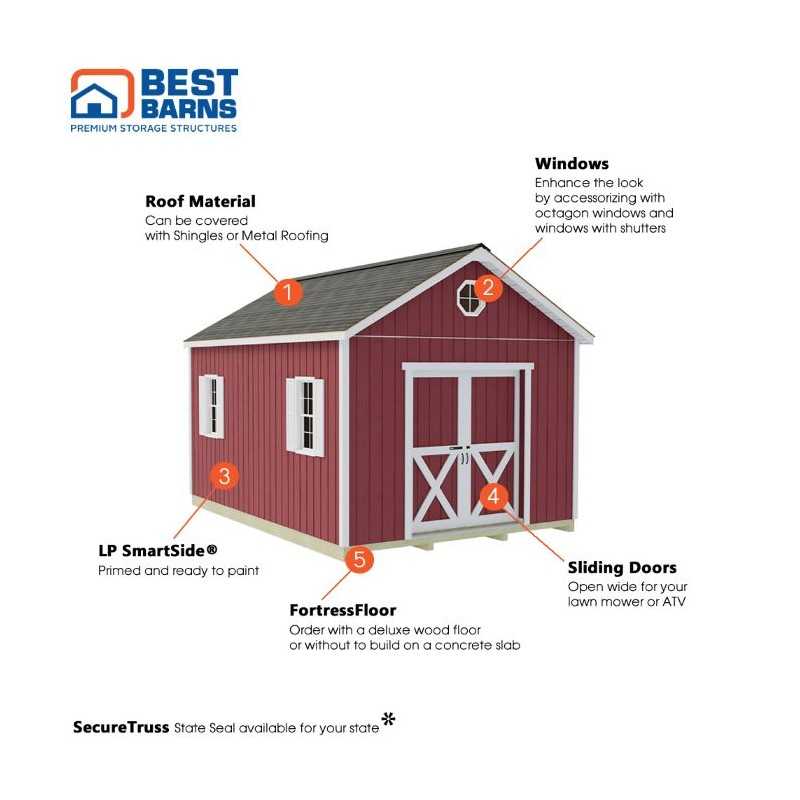 Best Barns Crafter's Connection 12x16 Pre-Cut Shed Kit - Sliding Doors (CCONSD16)