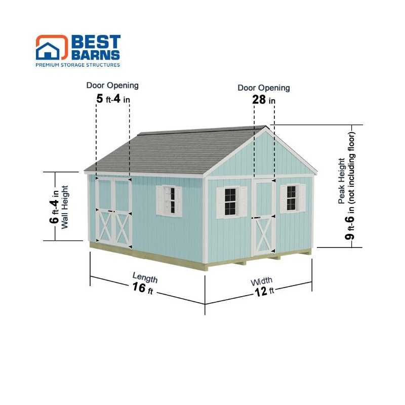Best Barns Crafter's Connection 12x16 Pre-Cut Shed - Centered Barn & Walk-In (CCONSG16C)