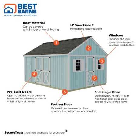 Best Barns Crafter's Connection 12x16 Pre-Cut Shed - Offset Barn & Walk-In (CCONSG16O)