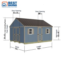 Best Barns Crafter's Connection 12x16 Pre-Cut Shed Kit - Barn Doors & Walk-In (CCONSE16)