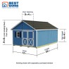 Best Barns Shedquarters 12x20 Premium Pre-Cut Wood Shed Kit w/ Centered Gable Door (SQUADG20C)
