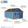 Best Barns Shedquarters 12x20 Premium Pre-Cut Wood Shed Kit w/ Offset Gable Door (SQUADG20O)
