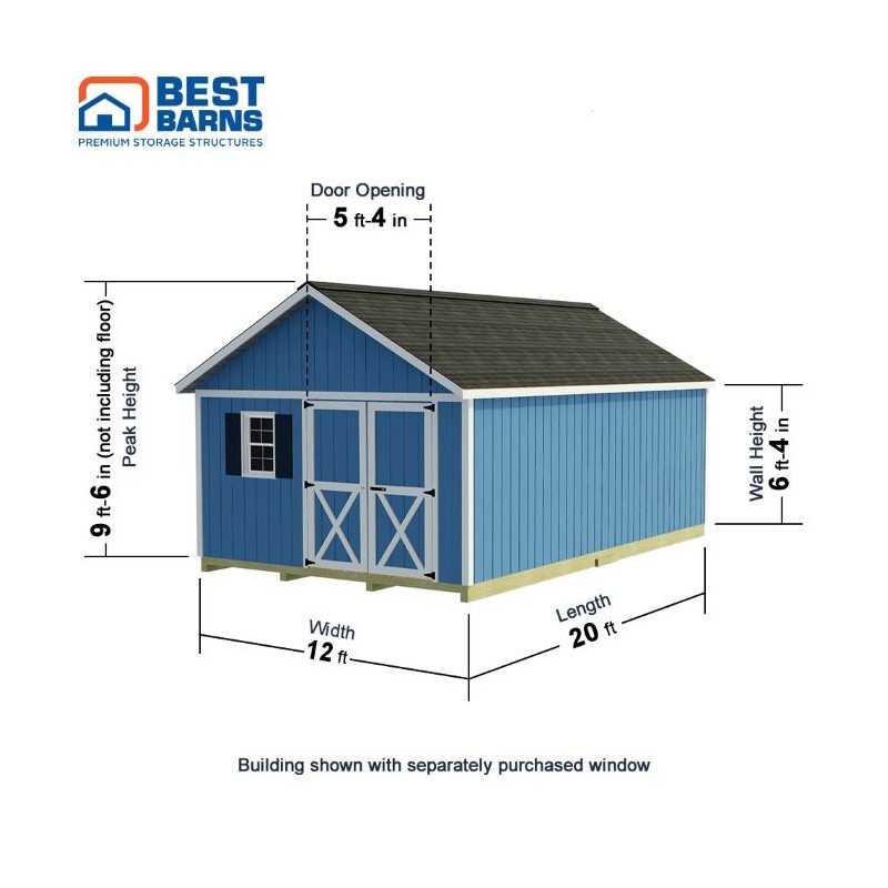 Best Barns Shedquarters 12x20 Premium Pre-Cut Wood Shed Kit w/ Offset Gable Door (SQUADG20O)