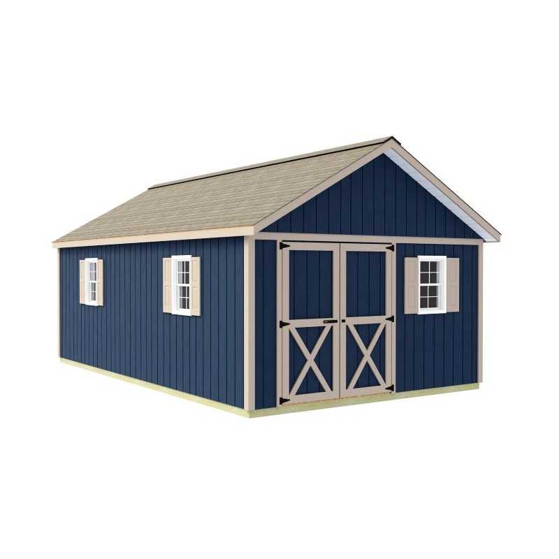 Best Barns Shedquarters 12x20 Premium Pre-Cut Wood Shed Kit w/ Offset Gable Door (SQUADG20O)