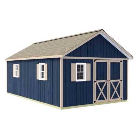 Best Barns Shedquarters 12x20 Premium Pre-Cut Wood Shed Kit w/ Offset Gable Door (SQUADG20O)