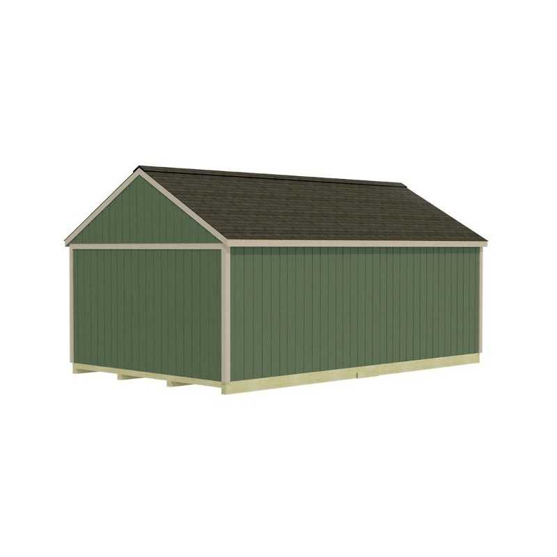 Best Barns Shedquarters 12x20 Pre-Cut Wood Shed Kit w/ Centered Gable Barn Doors & Walk-In Door on Eave (SQUASE20)