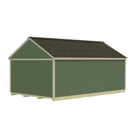 Best Barns Shedquarters 12x20 Pre-Cut Wood Shed Kit w/ Centered Gable Barn Doors & Walk-In Door on Eave (SQUASE20)