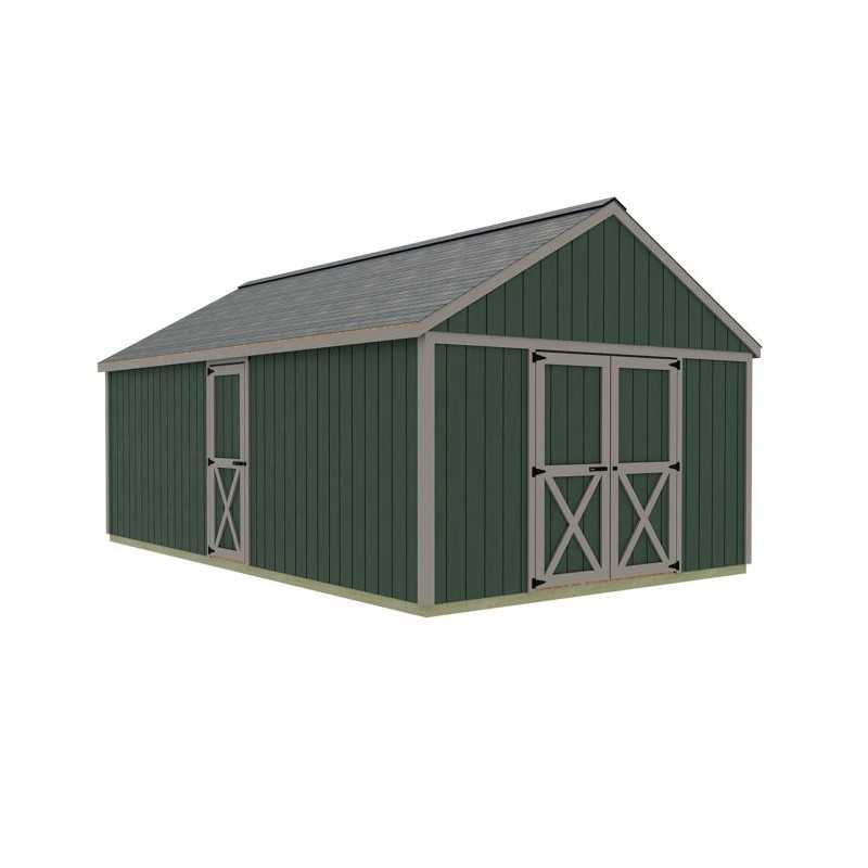 Best Barns Shedquarters 12x20 Pre-Cut Wood Shed Kit w/ Centered Gable Barn Doors & Walk-In Door on Eave (SQUASE20)