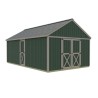 Best Barns Shedquarters 12x20 Pre-Cut Wood Shed Kit w/ Centered Gable Barn Doors & Walk-In Door on Eave (SQUASE20)
