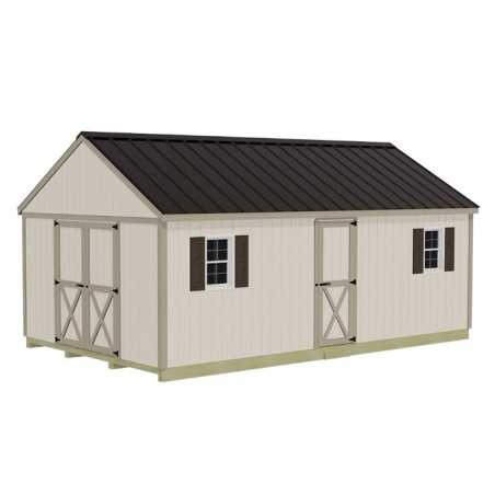 Best Barns Shedquarters 12x20 Pre-Cut Wood Shed Kit w/ Centered Gable Barn Doors & Walk-In Door on Eave (SQUASE20)
