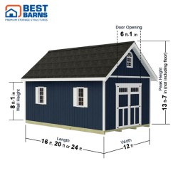 Best Barns Planner's Paradise 12x16 Pre-Cut Shed Kit - Transom Doors (PPARTD16)
