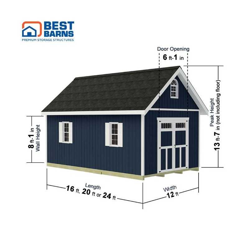 Best Barns Planner's Paradise 12x16 Pre-Cut Shed Kit - Transom Doors (PPARTD16)