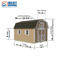 Best Barns Craftsman's Cove 10x16 Pre-Cut Barn Kit- Centered Gable Door (CCOVDG16)