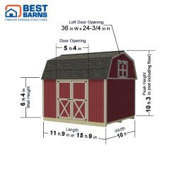 Best Barns Craftsman's Cove 10x16 Pre-Cut Barn Kit - Offset Eave Door (CCOVDE16)
