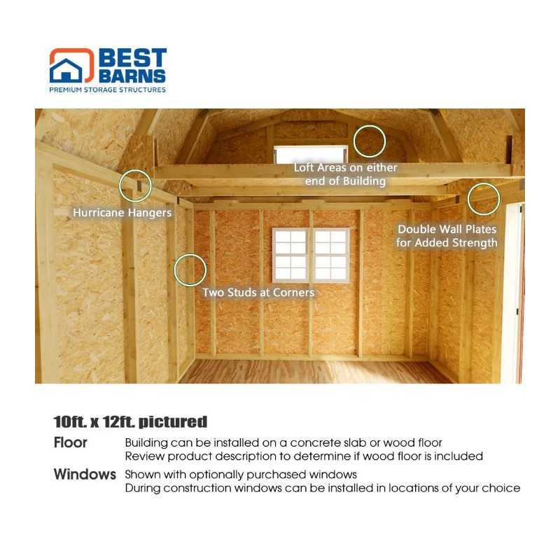 Best Barns Craftsman's Cove 10x16 Pre-Cut Barn Kit - Offset Eave Door (CCOVDE16)