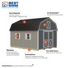 Best Barns Handcrafted Homestead 12x16 Pre-Cut Barn Kit - Center Gable (HHOMDG16NL)
