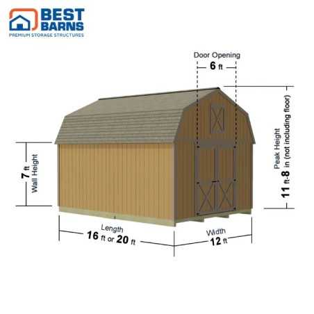 Best Barns Handcrafted Homestead 12x20 Pre-Cut Barn Kit - Center Gable (HHOMDG20NL)