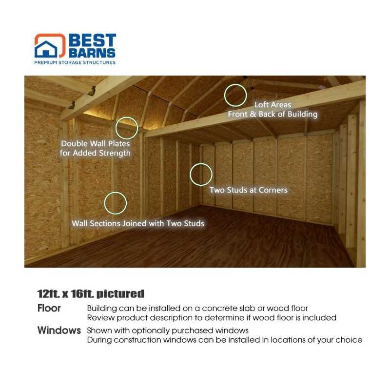 Best Barns Handcrafted Homestead 12x16 Pre-cut Barn Kit w/ Split Loft & Center Door (HHOMDG16CLF)