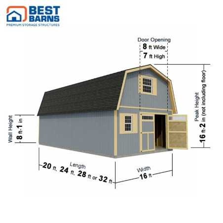 Best Barns Handcrafted Homestead 16x20 Pre-cut XL Barn w/ Full Loft & Transom Doors (HHOMTD20)