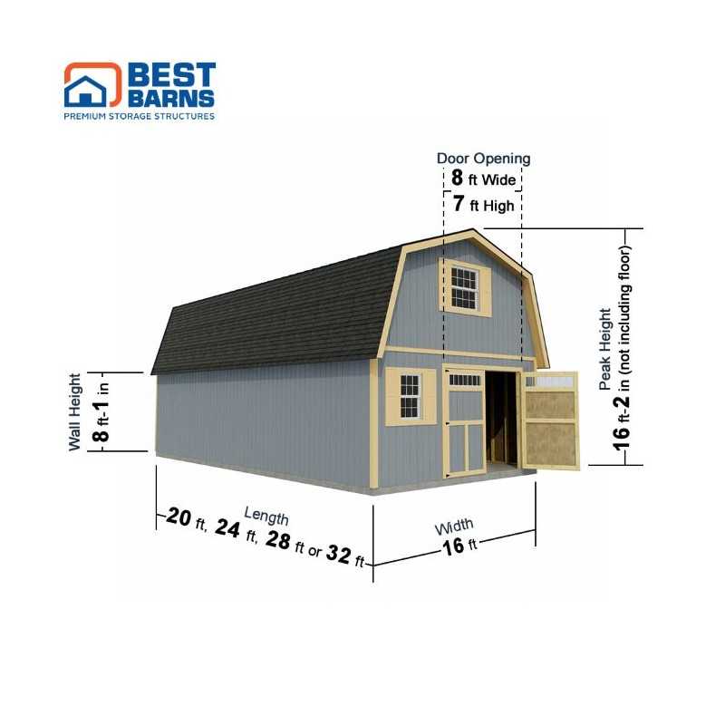 Best Barns Handcrafted Homestead 16x28 Pre-cut XL Barn w/ Full Loft & Transom Doors (HHOMTD28)