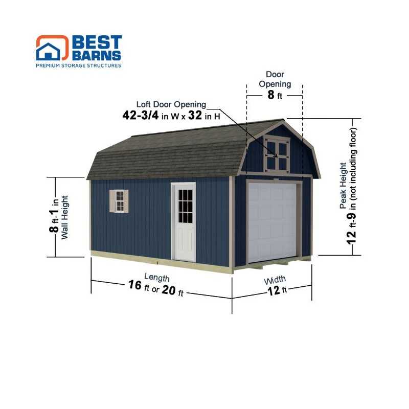 Best Barns Maker's Loft 12x16 Pre-cut Premium Garage Kit w/ Split Loft & Loft Door (MLOFND16LF)