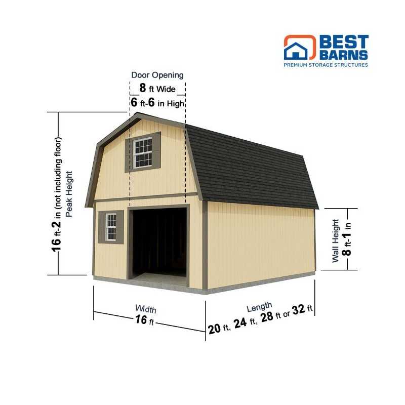 Best Barns Maker's Loft 16x20 XL Pre-cut Garage Kit w/ Full Second Floor + Stairs (MLOFND20)