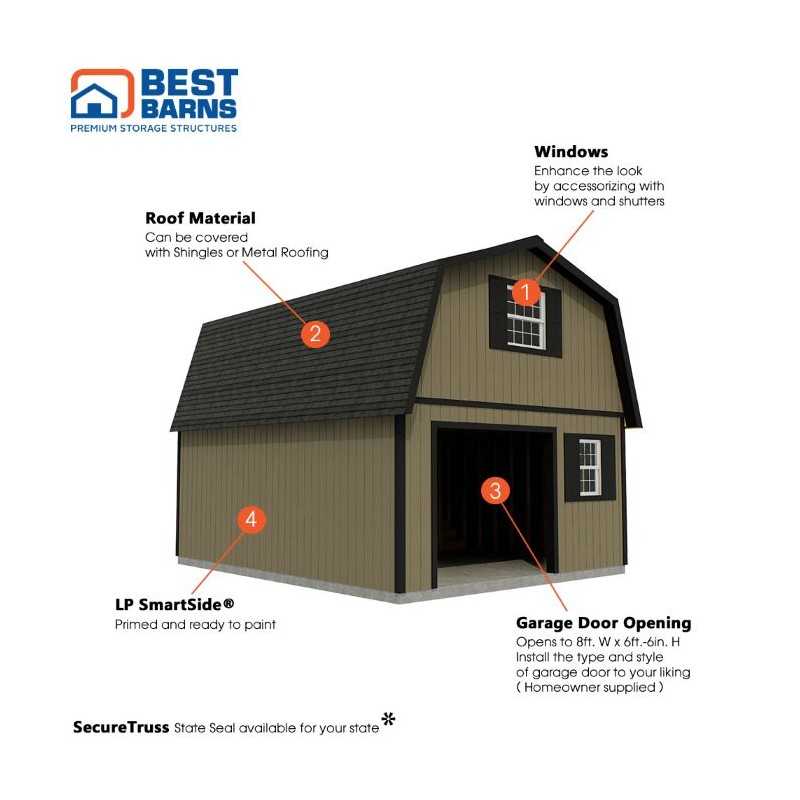 Best Barns Maker's Loft 16x32 XL Pre-cut Garage Kit w/ Full Second Floor + Stairs (MLOFND32)