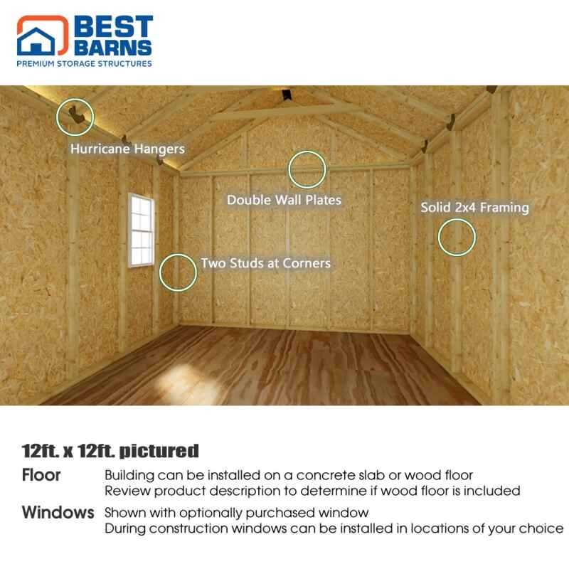 Best Barns Backyard Basecamp 12x12 Pre-Cut Shed Kit - Sliding Doors