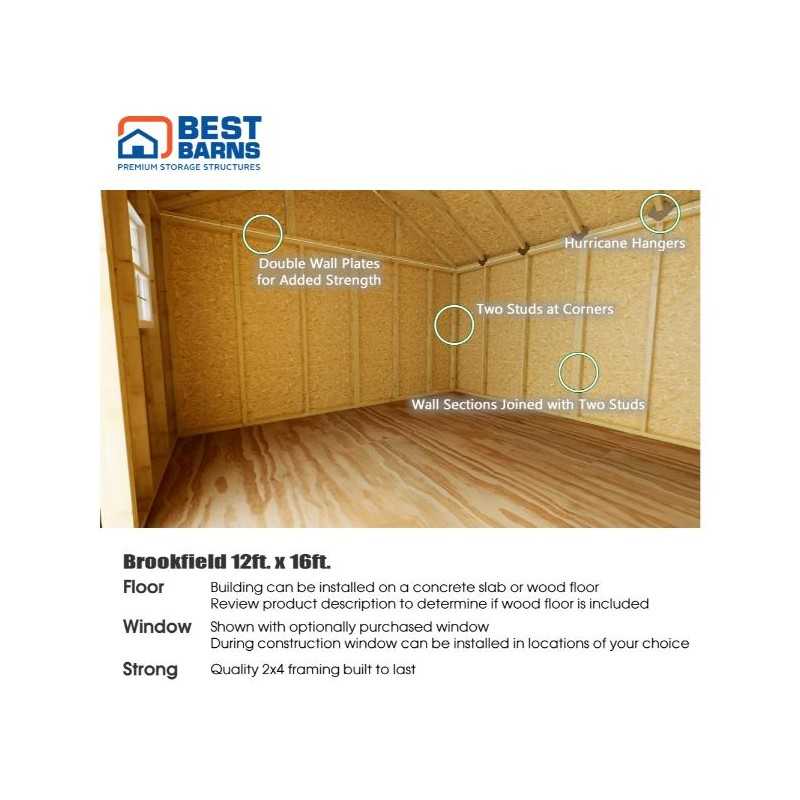Best Barns Crafter's Connection 12x16 Pre-Cut Shed Kit - Sliding Doors (CCONSD16)