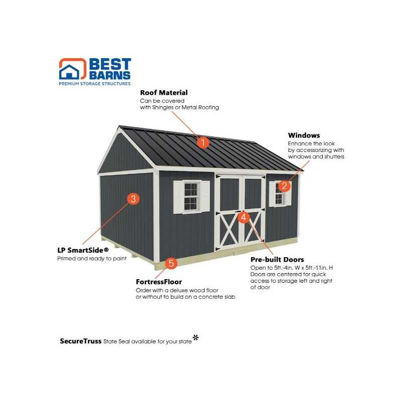 Best Barns Crafter's Connection 12x16 Standard Pre-Cut Storage Sheds - Door on Eave (CCONDE16C)