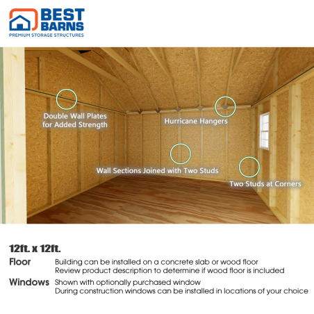 Backyard Basecamp 12x12 Pre-Cut Shed Kit - Centered Gable Door