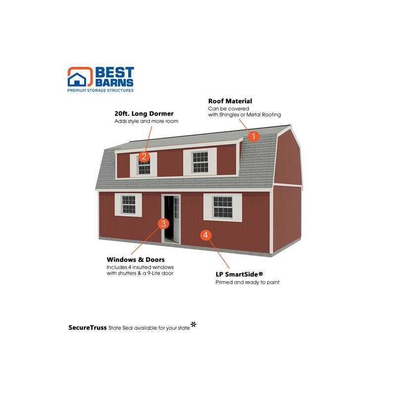 Crafted Colossal Elite 16x28 Pre Cut Barndominium w/ Man Door + Dormer