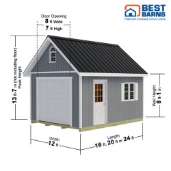 Best Barns Tailored Titan 12x16 Pre-Cut Garage Kit - Loft & Tall Roof (TTITND16LF)