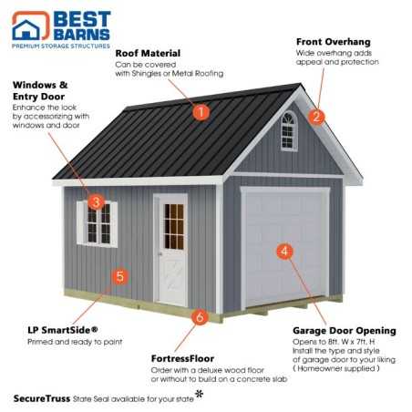 Best Barns Tailored Titan 12x20 Pre-Cut Garage Kit - Loft & Tall Roof (TTITND20LF)