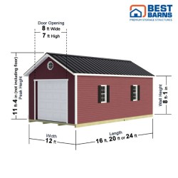 Best Barns Tailored Titan 12x16 Prep for Vinyl Garage Kit - Pre-Cut (TTITND16VL)