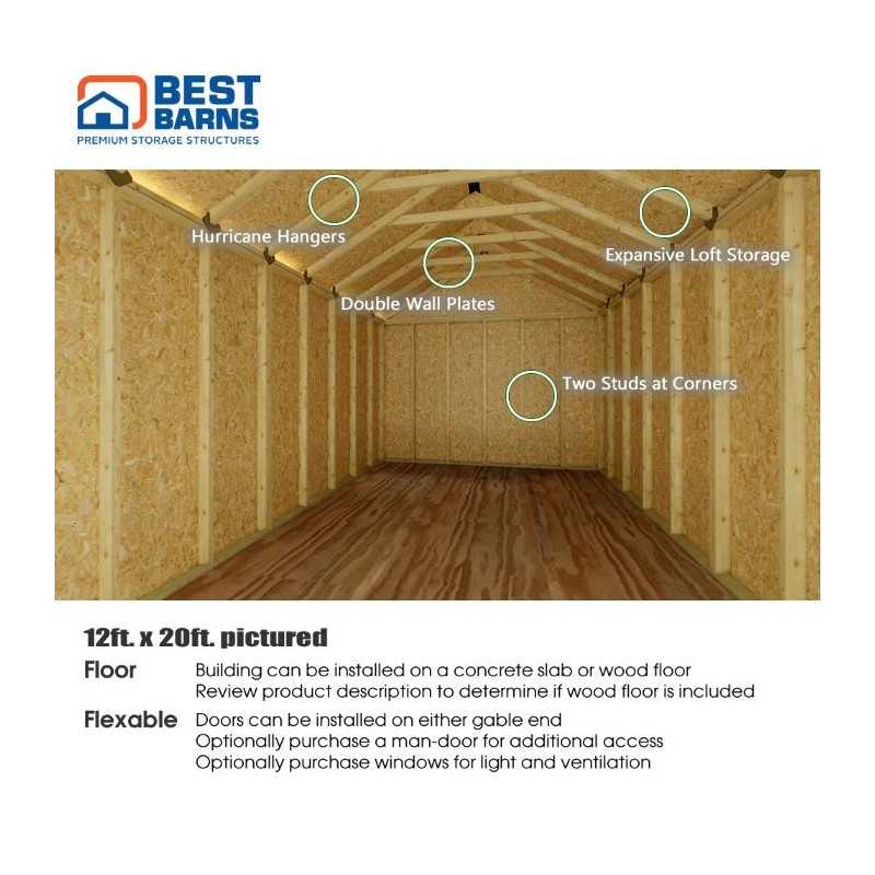 Best Barns Tailored Titan 12x16 Pre-cut Wood Garage Kit - Transom Doors (TTITTD16)
